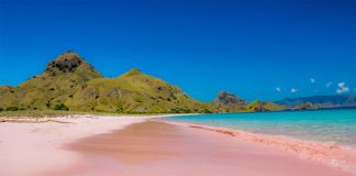 Bãi biển màu hồng đẹp nên thơ tại Indonesia